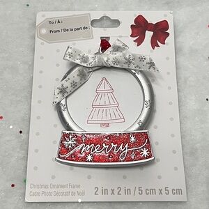 Silver & Red Snow Globe Shaped Christmas Tree Photo Ornament